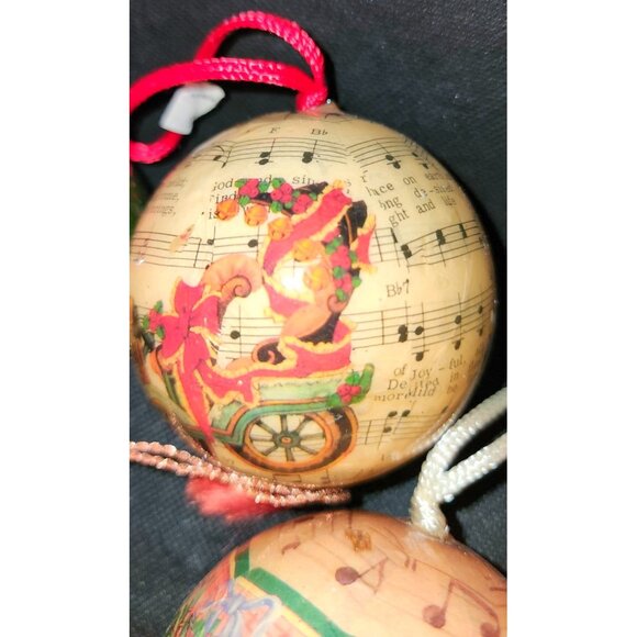 Vintage Christmas Ornaments Set Of 9 Hand-Painted Wooden Baubles Festive - Picture 7 of 10